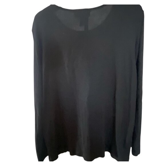 Karen Scott Black Long Sleeve Top With Rhinestone Christmas Tree Design Size XL - Picture 4 of 8